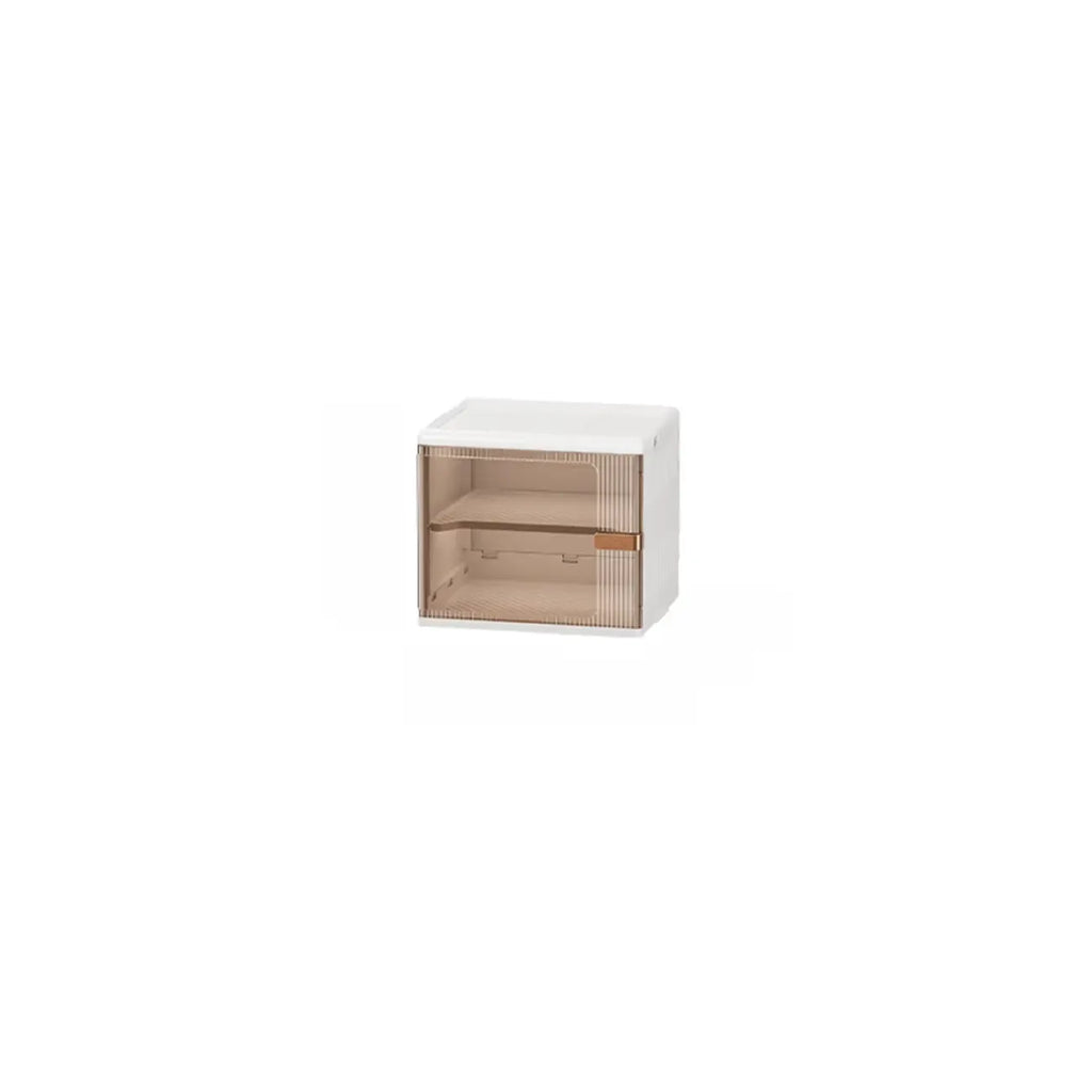 Glam White Plastic Adjustable Shoe Cabinet on Wheels