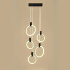Customizable Gold Ring LED Cluster Pendant Light for Staircase
