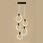 Customizable Gold Ring LED Cluster Pendant Light for Staircase