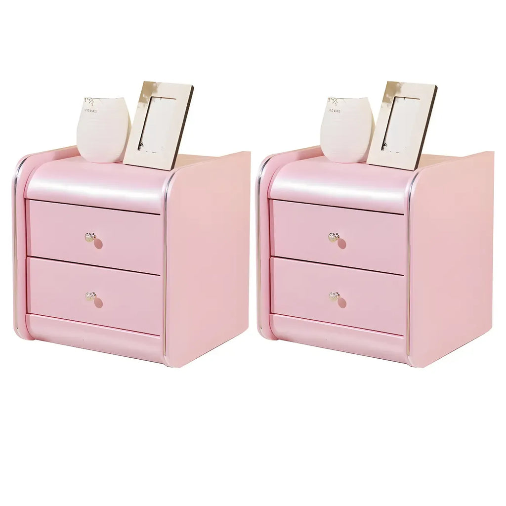 Stylish Narrow Faux Leather Bedside Table with 2 Drawers