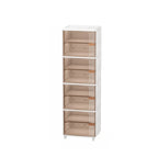 Glam White Plastic Adjustable Shoe Cabinet on Wheels