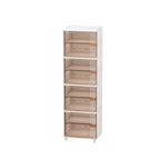Glam White Plastic Adjustable Shoe Cabinet on Wheels