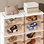 Glam White Plastic Adjustable Shoe Cabinet on Wheels