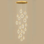 Customizable Gold Ring LED Cluster Pendant Light for Staircase