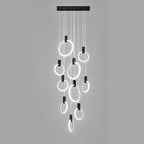 Customizable Gold Ring LED Cluster Pendant Light for Staircase