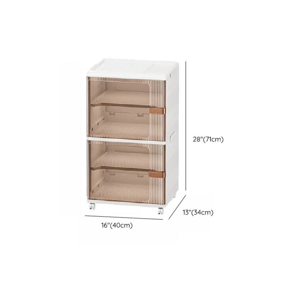 Glam White Plastic Adjustable Shoe Cabinet on Wheels