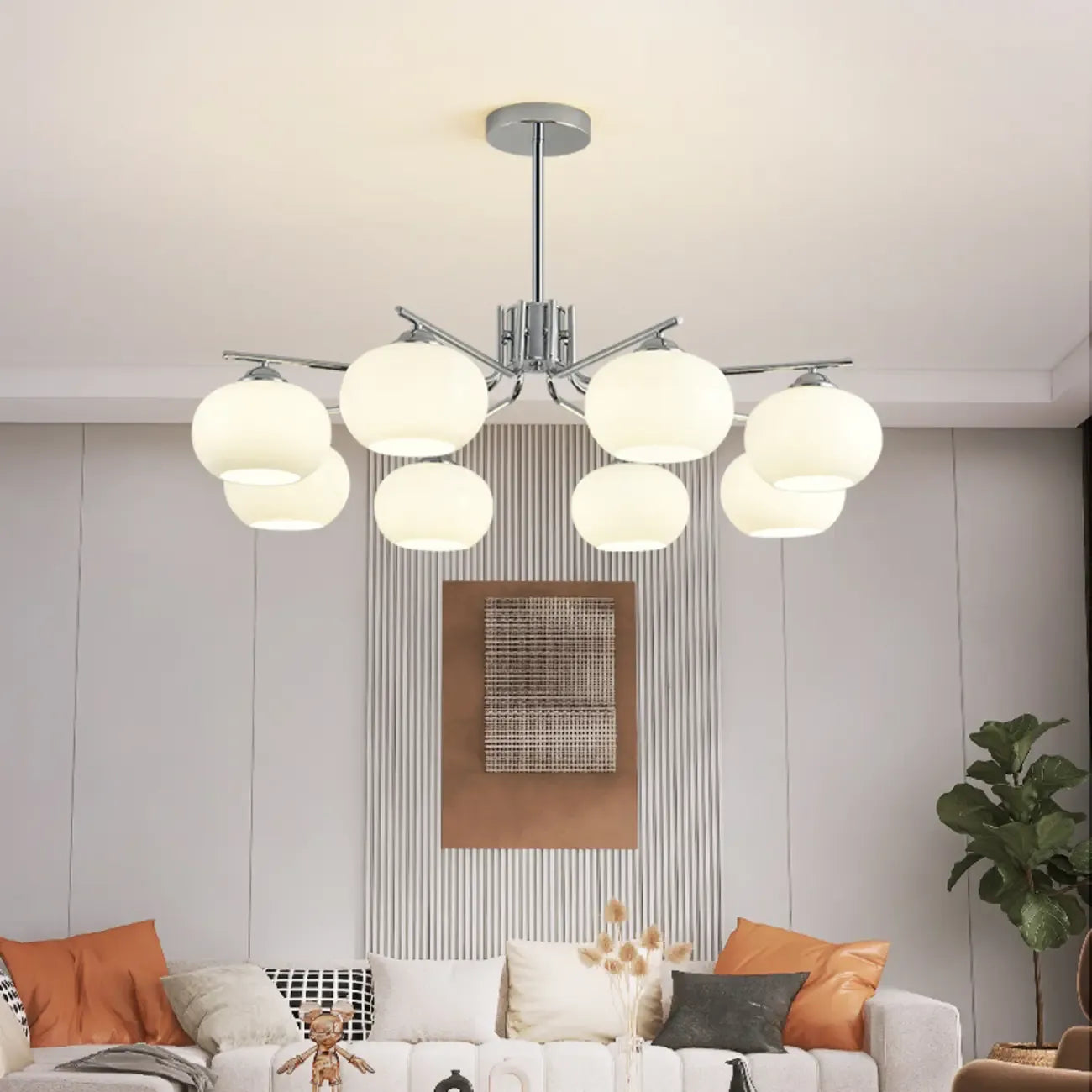Modern Glass Globe Chandelier Adjustable Hanging Length