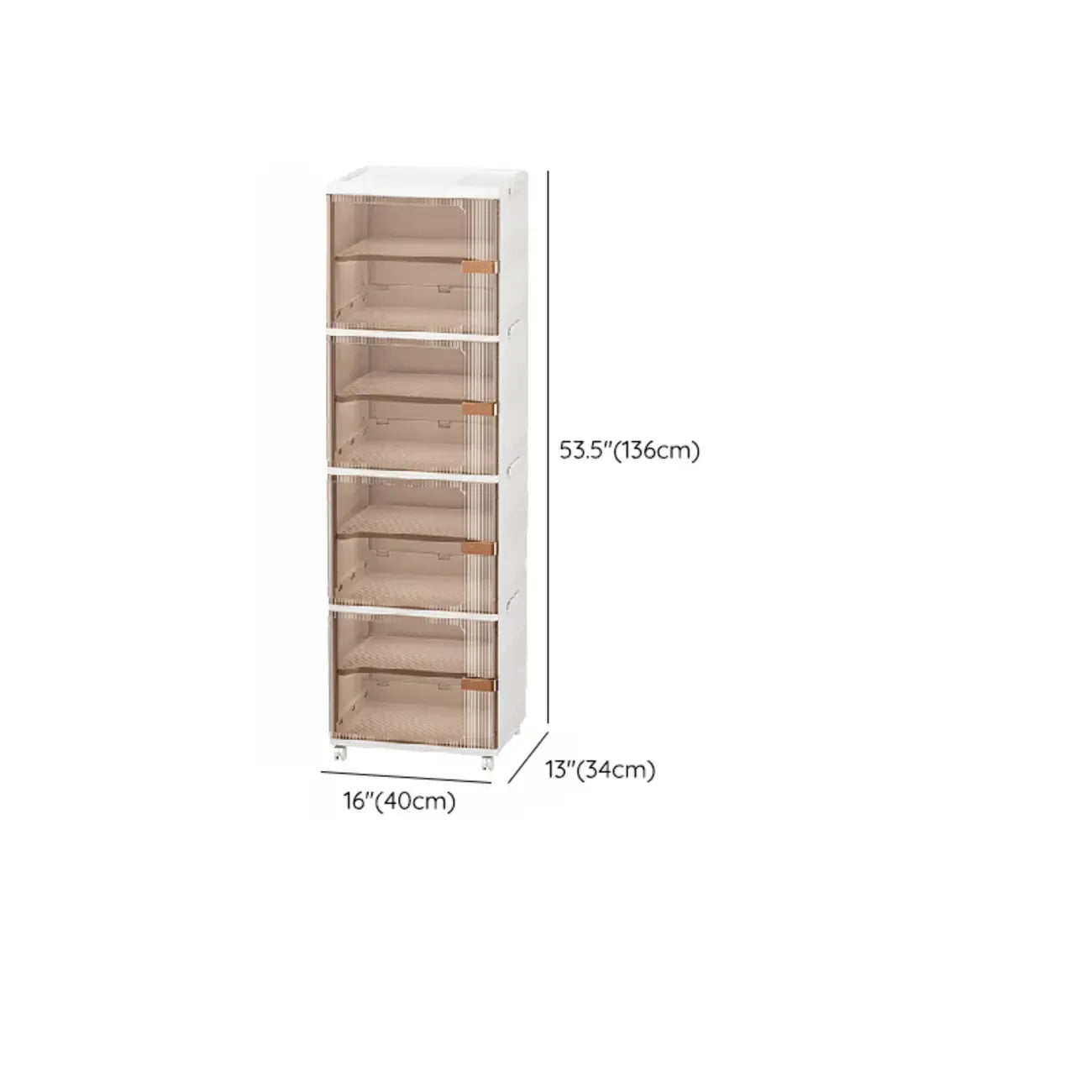 Glam White Plastic Adjustable Shoe Cabinet on Wheels