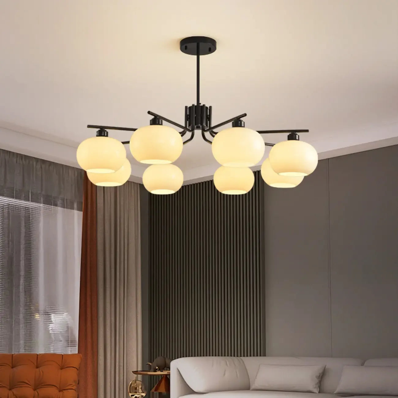 Modern Glass Globe Chandelier Adjustable Hanging Length