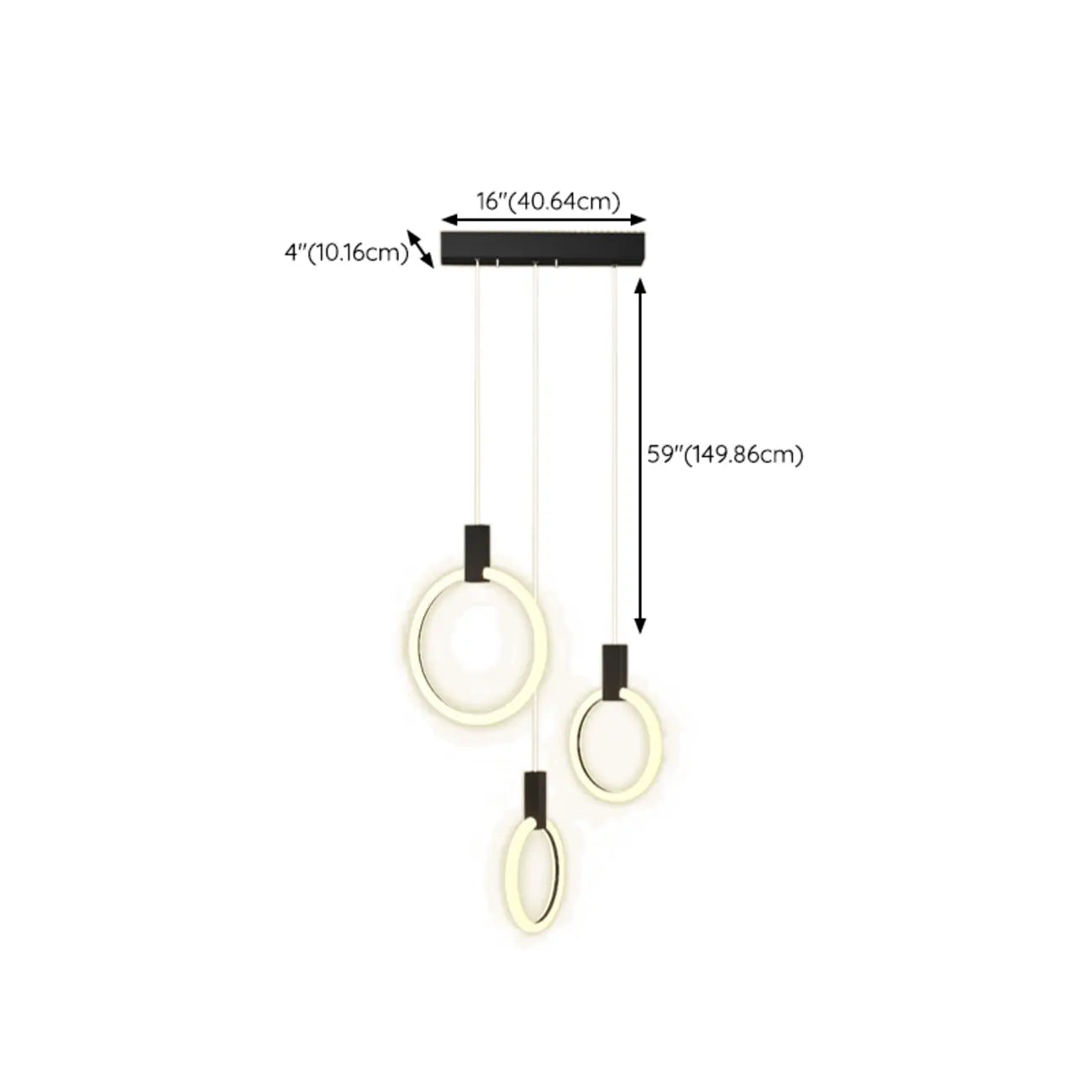 Customizable Gold Ring LED Cluster Pendant Light for Staircase