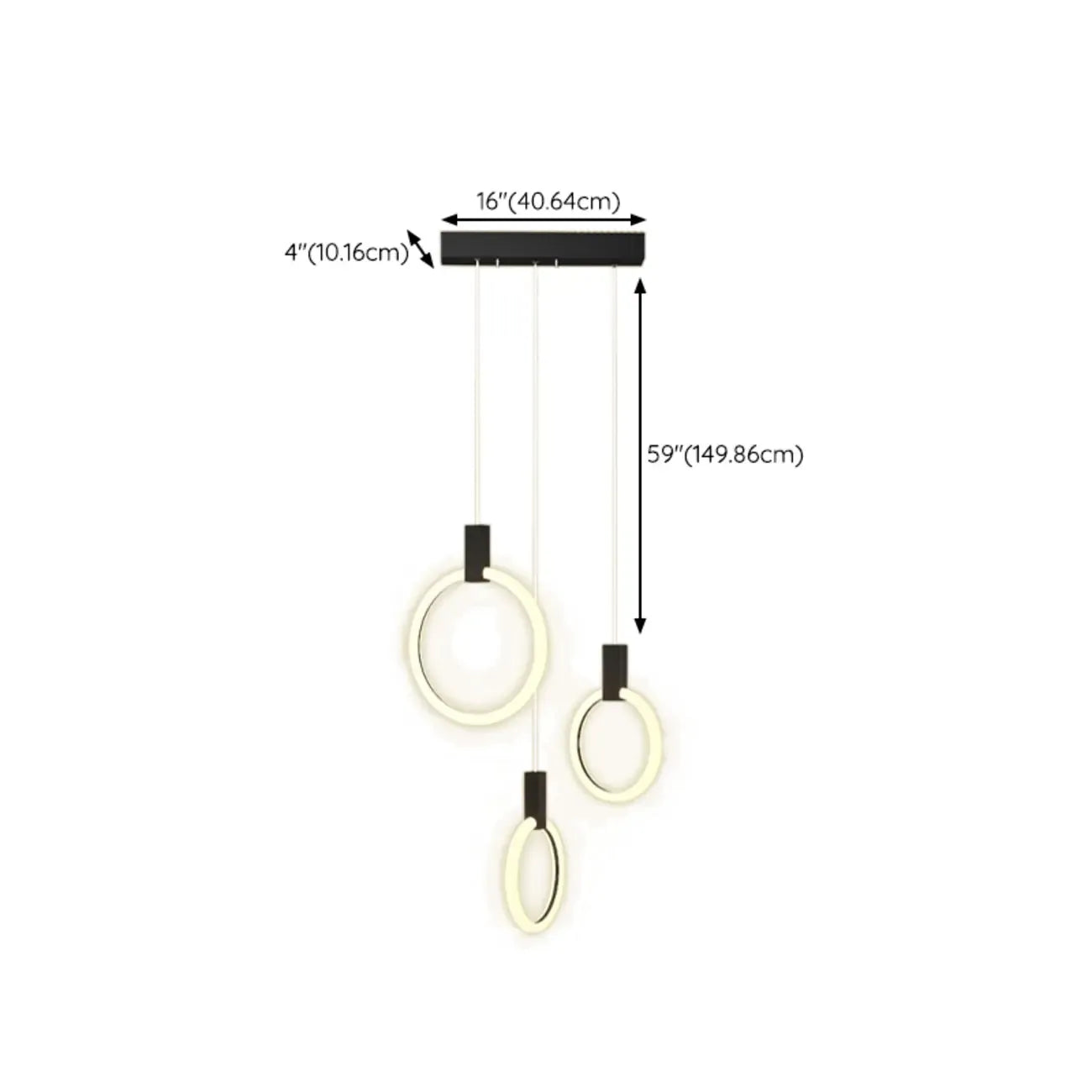 Customizable Gold Ring LED Cluster Pendant Light for Staircase