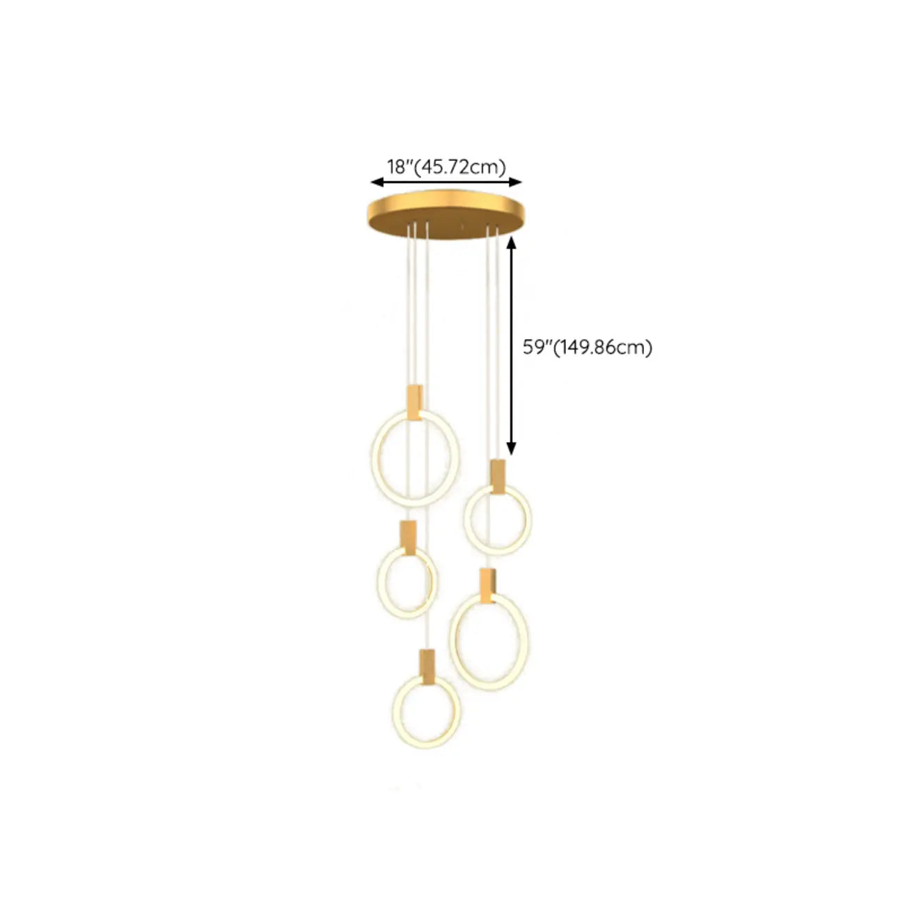 Customizable Gold Ring LED Cluster Pendant Light for Staircase