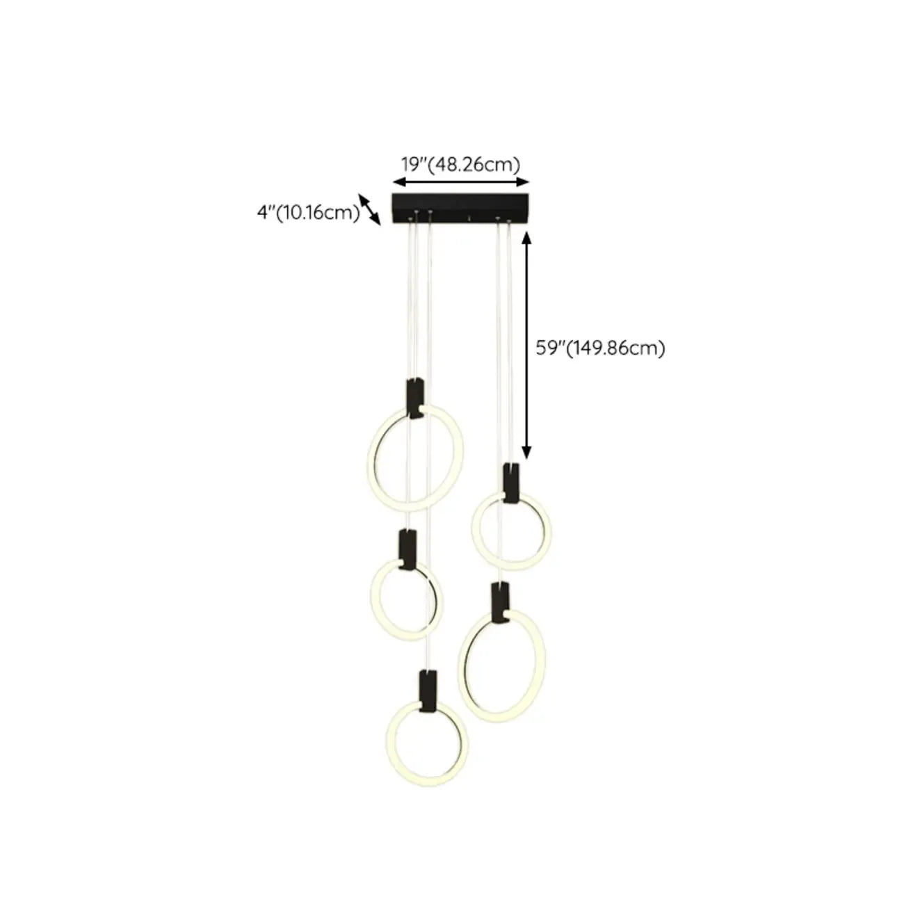 Customizable Gold Ring LED Cluster Pendant Light for Staircase