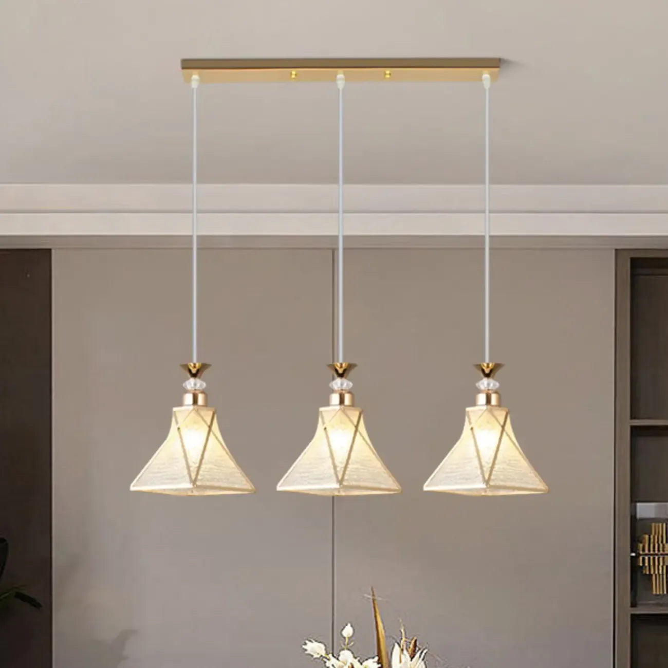 3 Lights Tapered Shape Plastic Modern Adjustable Height Light