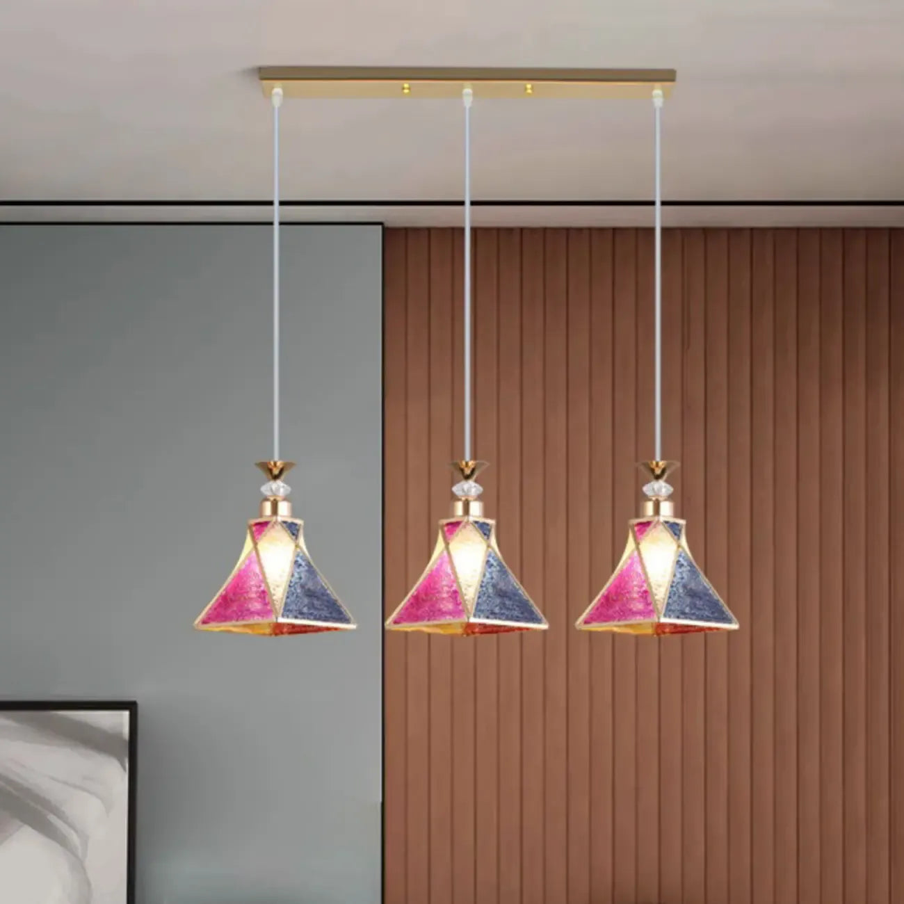 3 Lights Tapered Shape Plastic Modern Adjustable Height Light