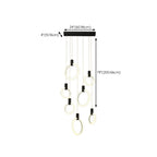 Customizable Gold Ring LED Cluster Pendant Light for Staircase