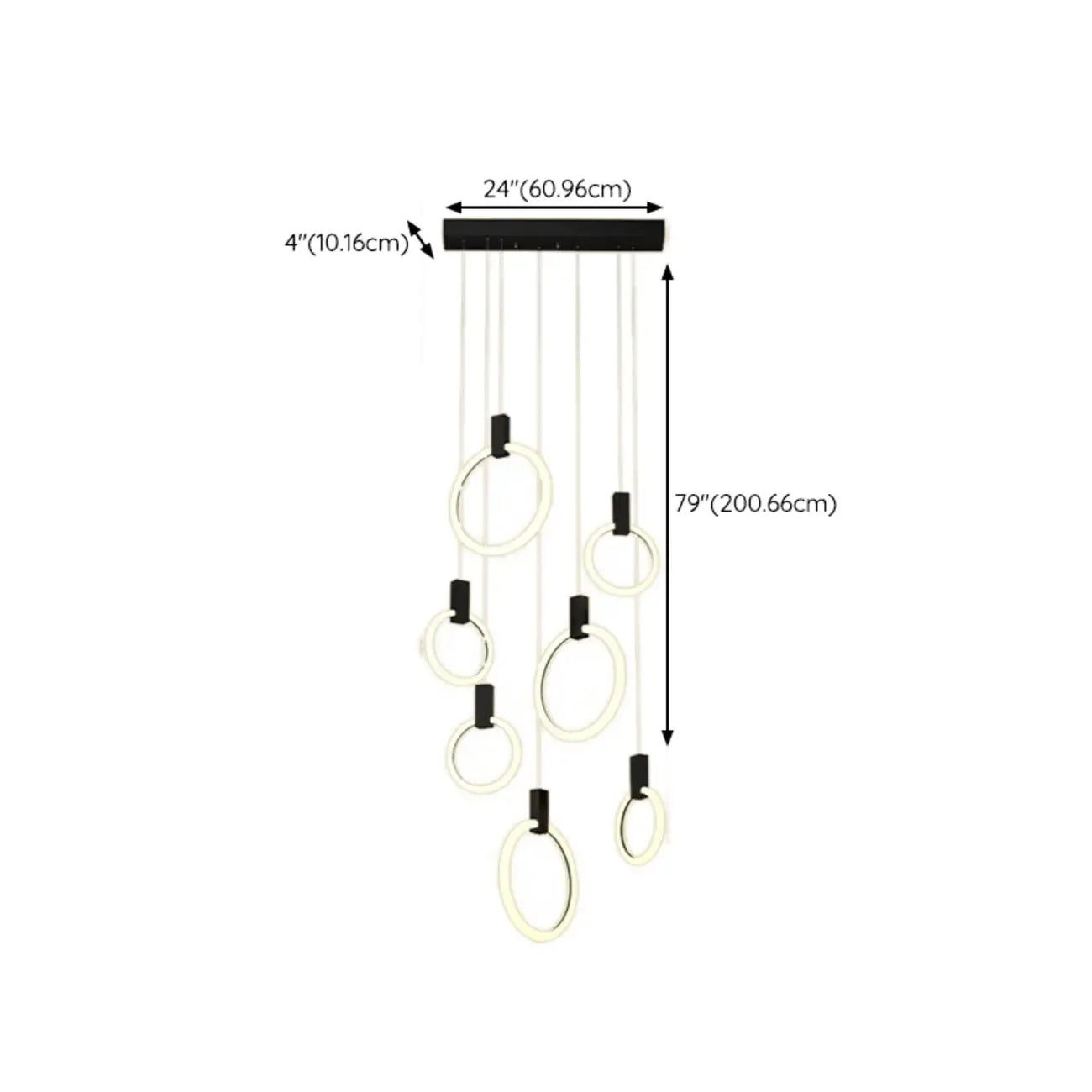 Customizable Gold Ring LED Cluster Pendant Light for Staircase