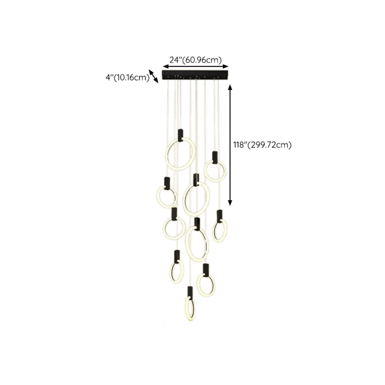 Customizable Gold Ring LED Cluster Pendant Light for Staircase