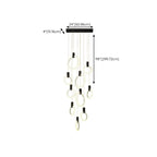 Customizable Gold Ring LED Cluster Pendant Light for Staircase