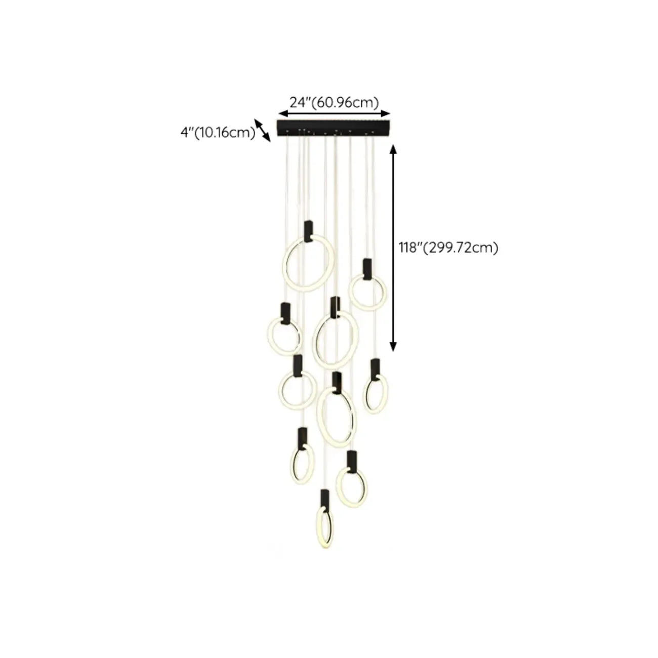 Customizable Gold Ring LED Cluster Pendant Light for Staircase