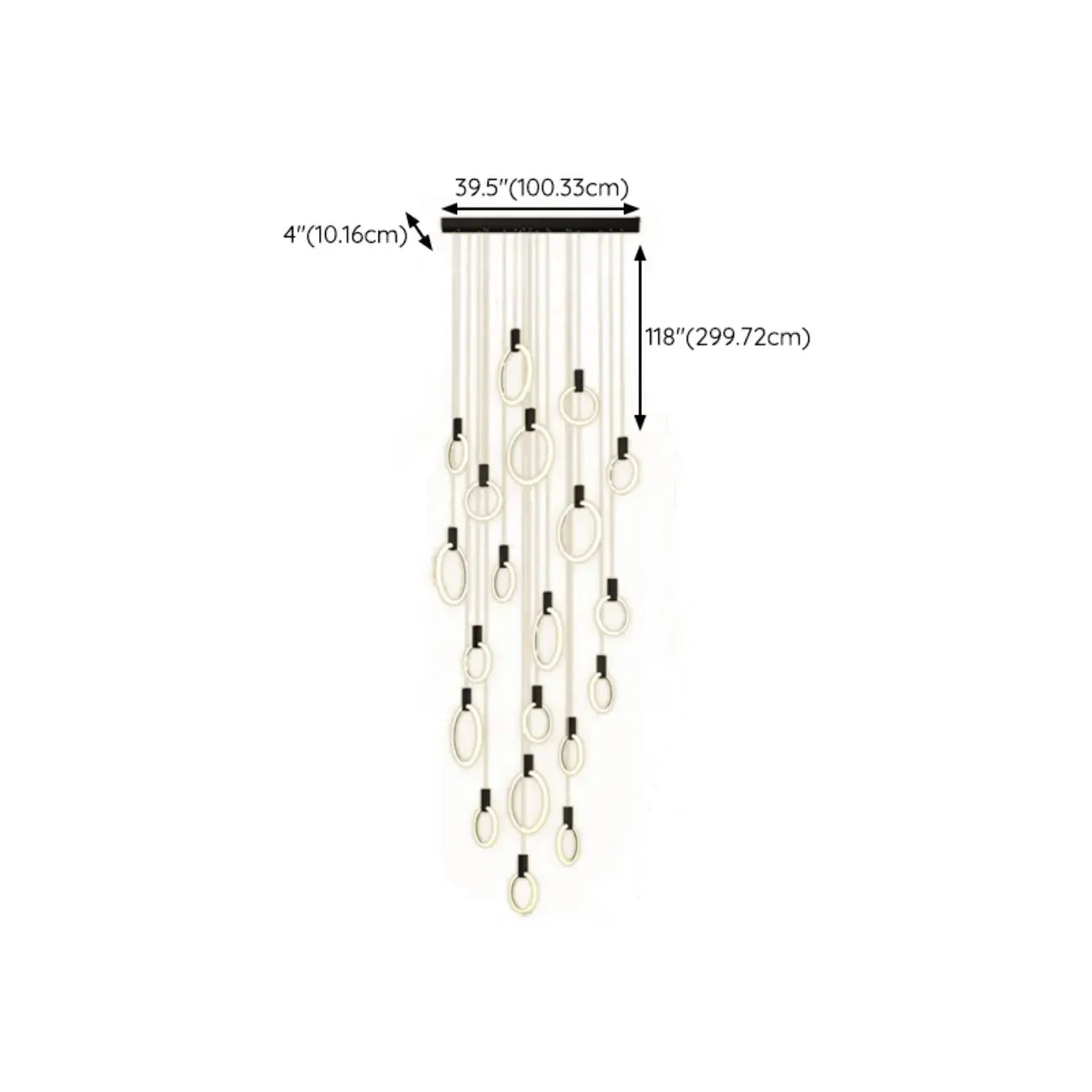 Customizable Gold Ring LED Cluster Pendant Light for Staircase