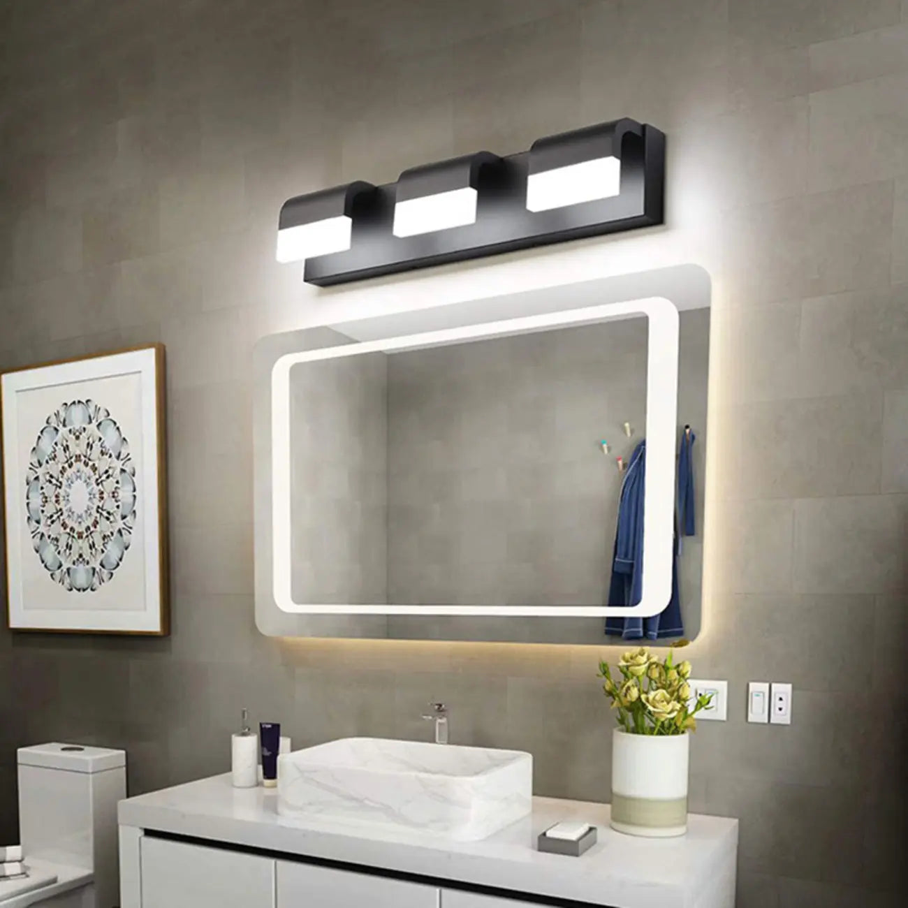 Bathroom Vanity Wall Lights Over Mirror with Lampshade