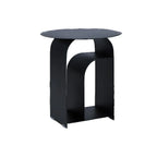 Industrial Narrow White Metal Bedside Table with Round Top