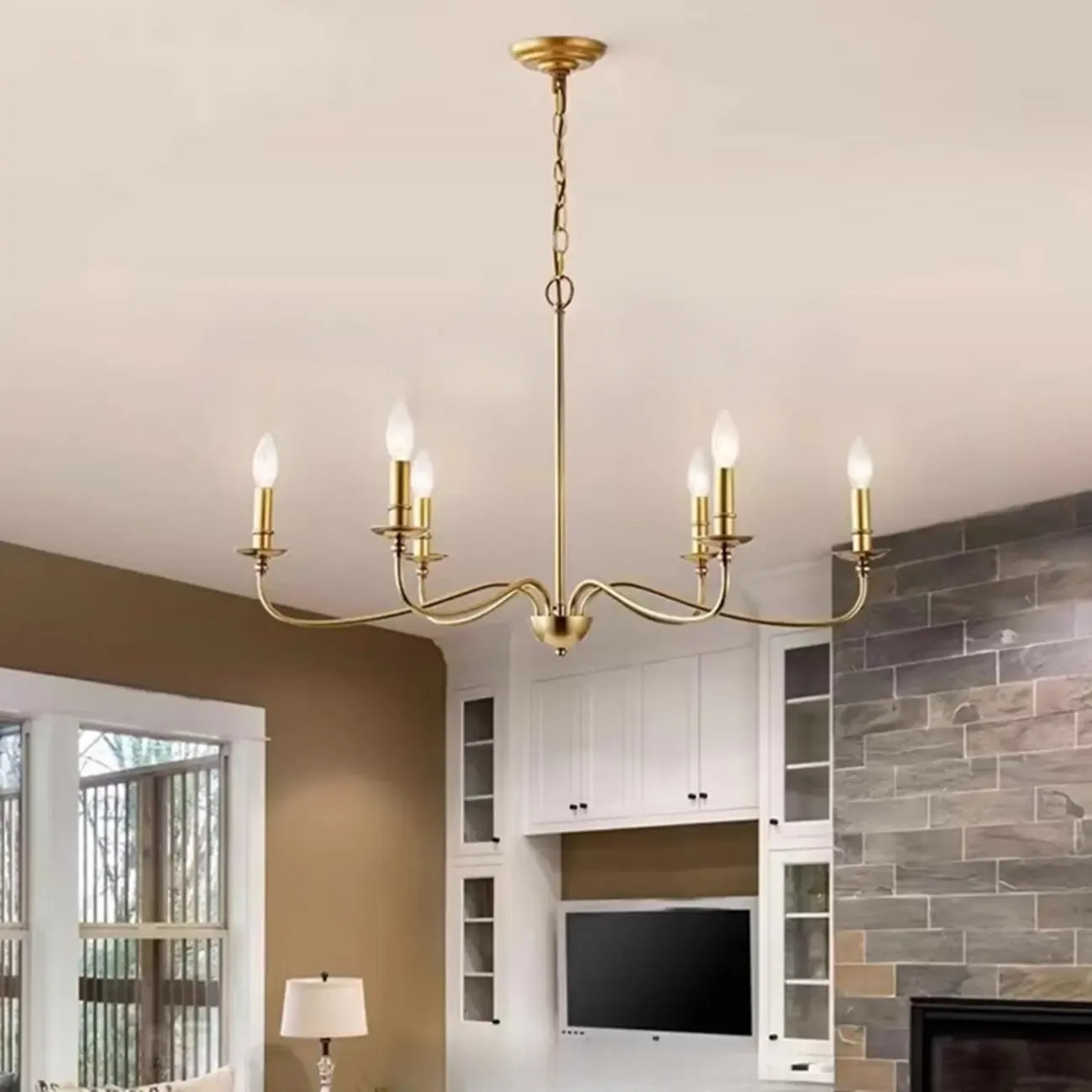 8-Light Vintage Elegant Candle Chandelier for Living Room