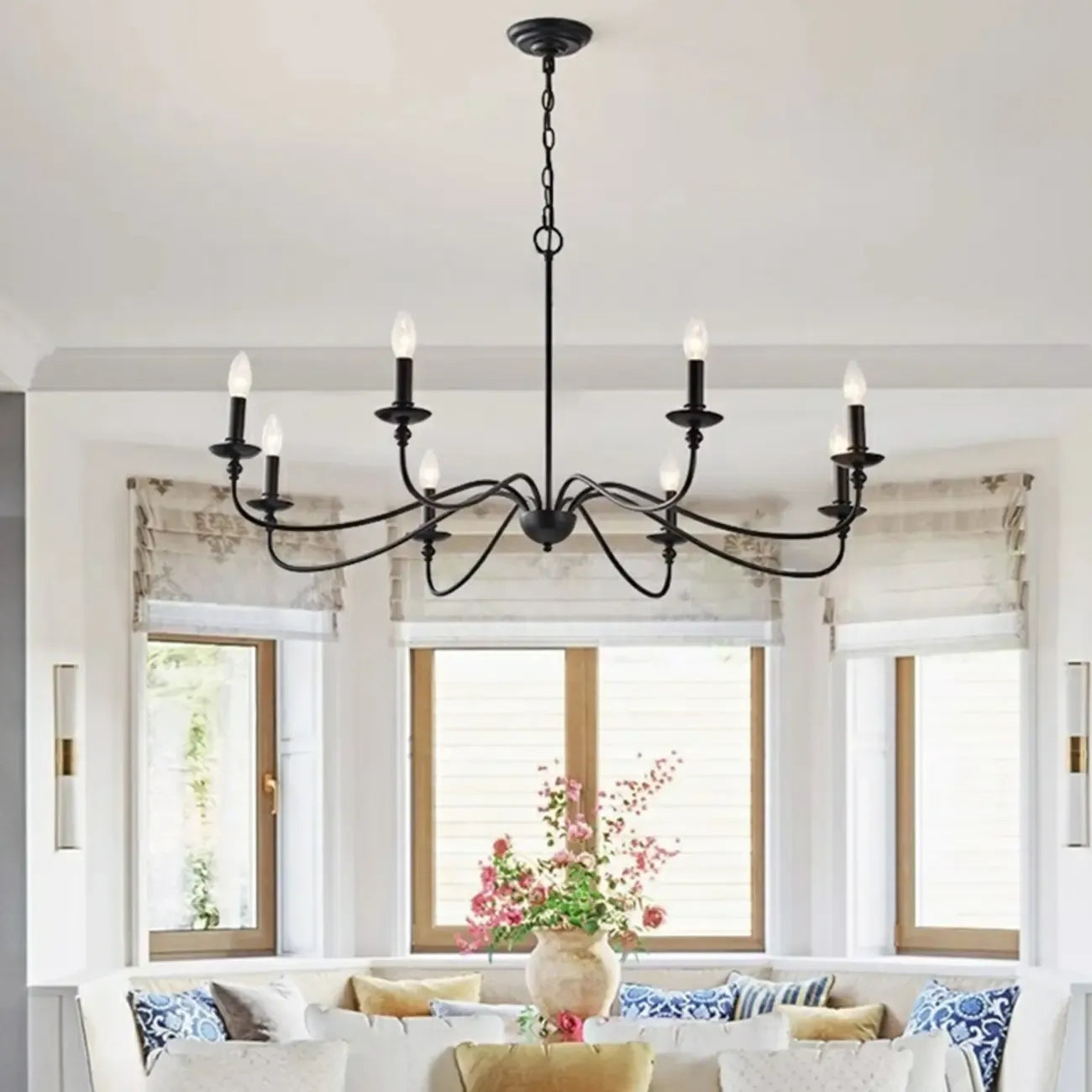 8-Light Vintage Elegant Candle Chandelier for Living Room