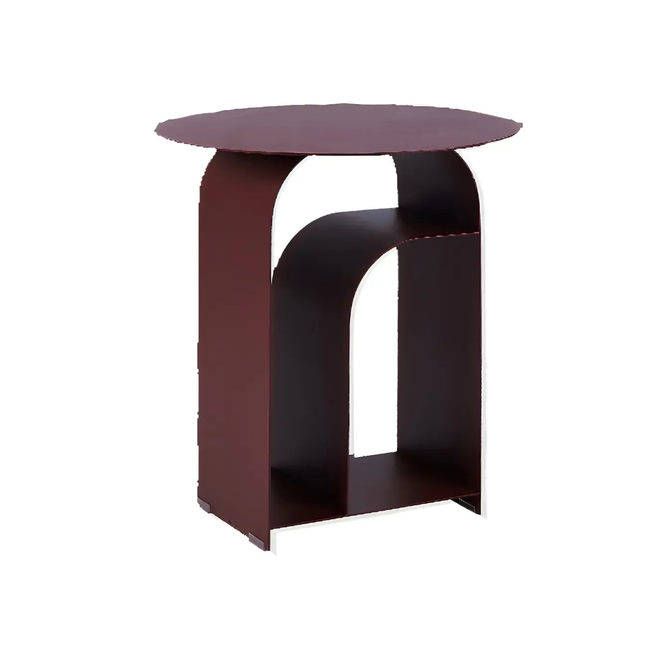Industrial Narrow White Metal Bedside Table with Round Top