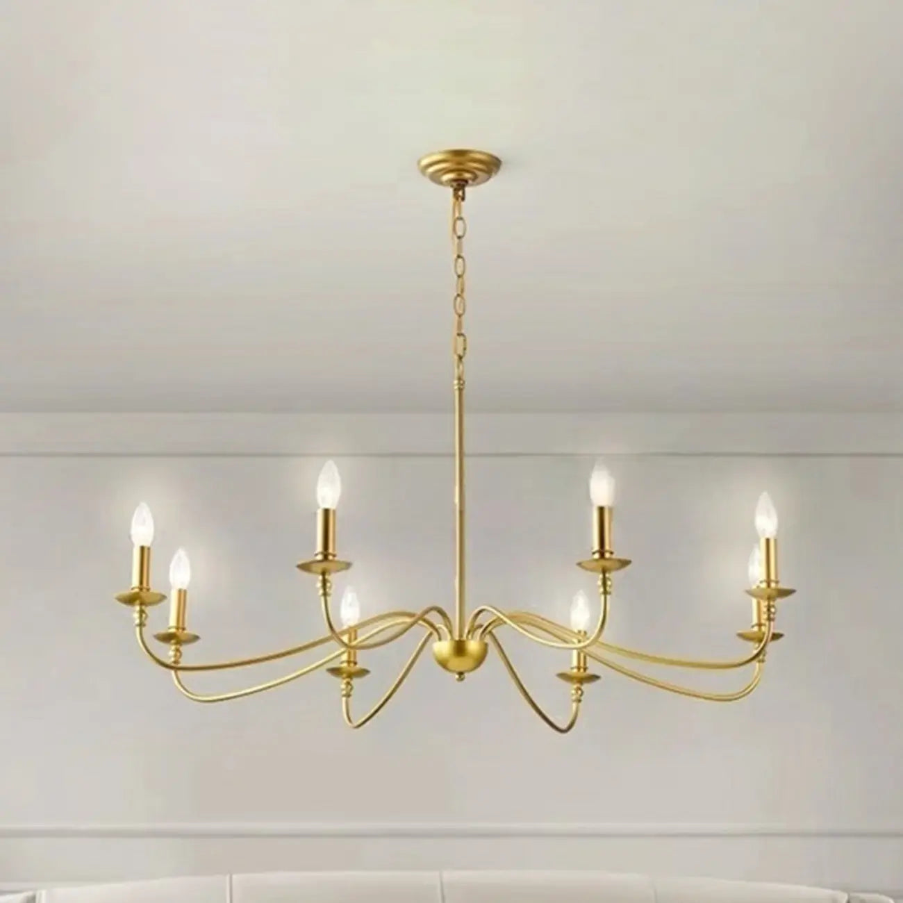 8-Light Vintage Elegant Candle Chandelier for Living Room