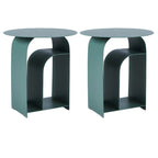 Industrial Narrow White Metal Bedside Table with Round Top