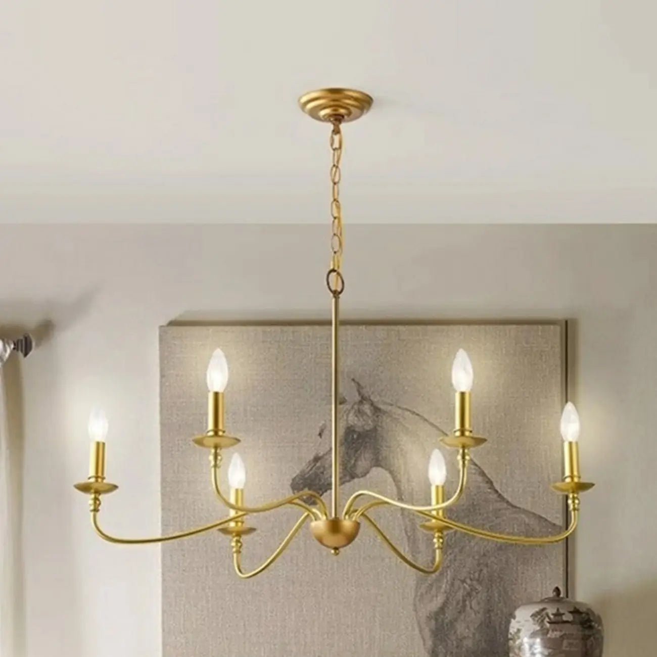 8-Light Vintage Elegant Candle Chandelier for Living Room