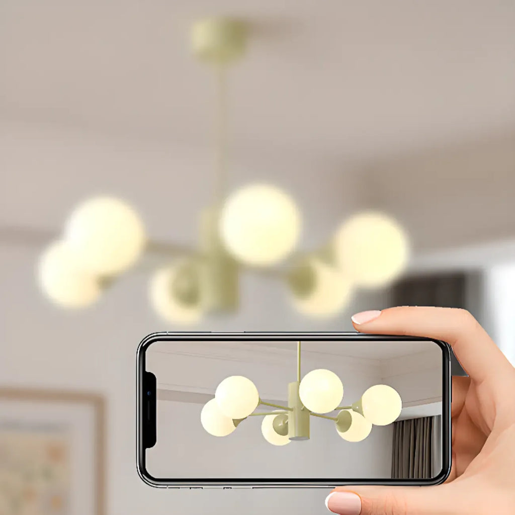 8-Light Modern Glass Globe Chandelier with Adjustable Design