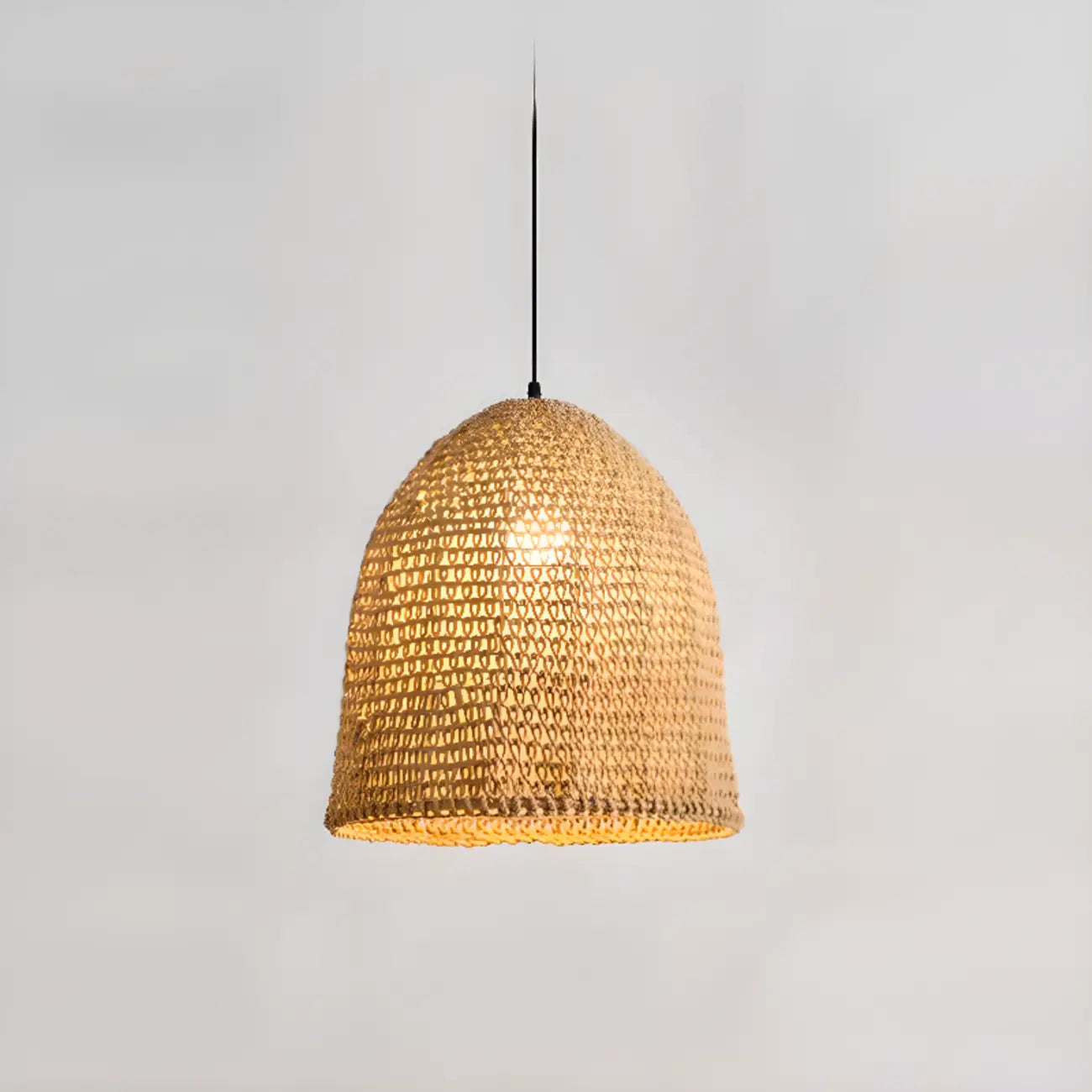 Country Style Rattan Cage Shaped Pendant Light for Living Room