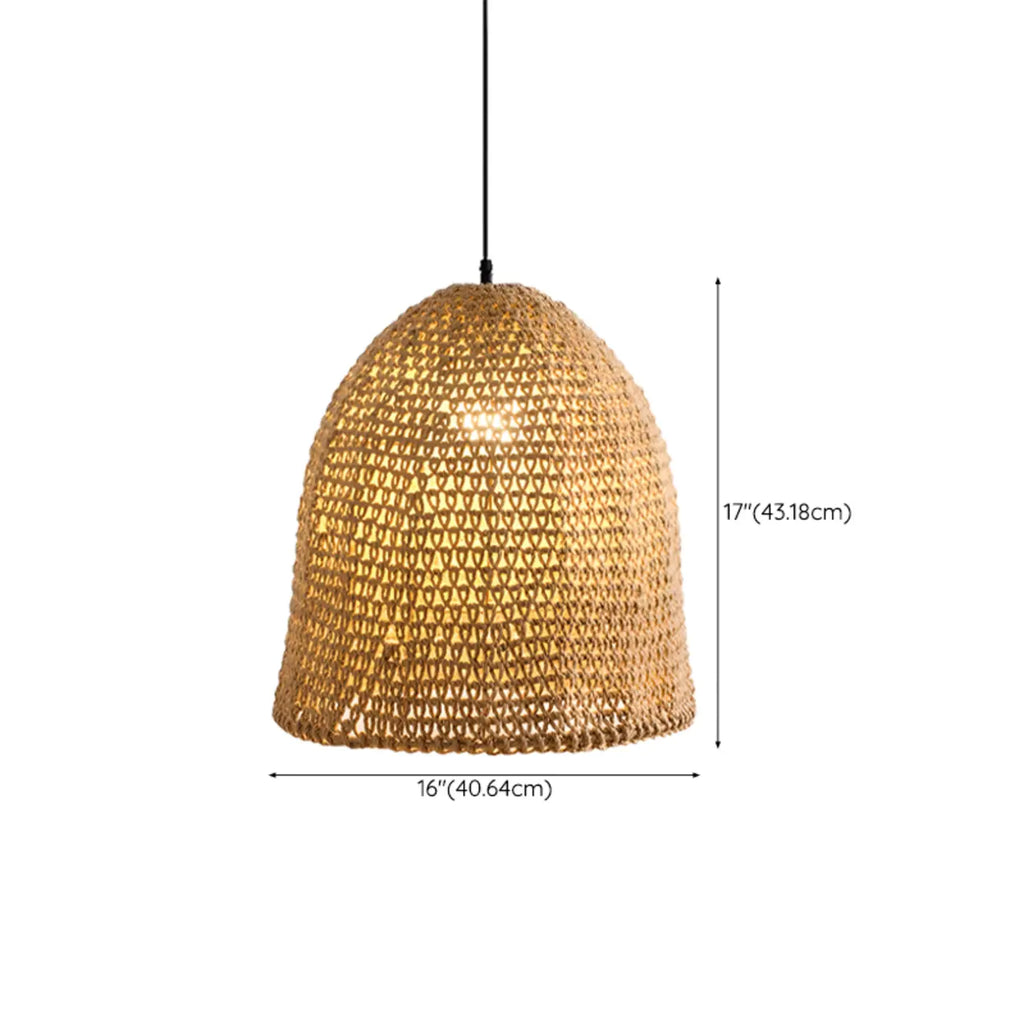 Country Style Rattan Cage Shaped Pendant Light for Living Room