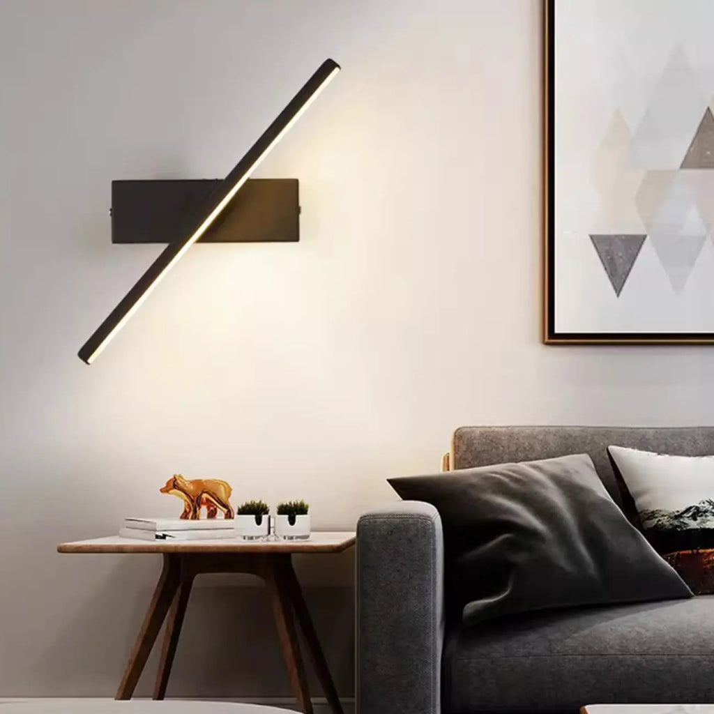 Rotatable Simple Black Linear Mini Wall Sconce Dimmable