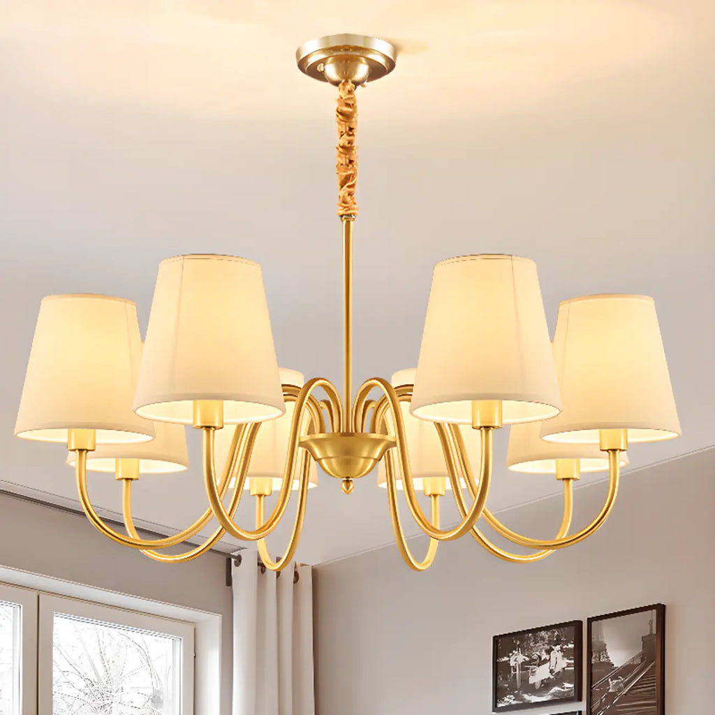 6-Light Modern Chain Fabric Chandelier for Dining Room