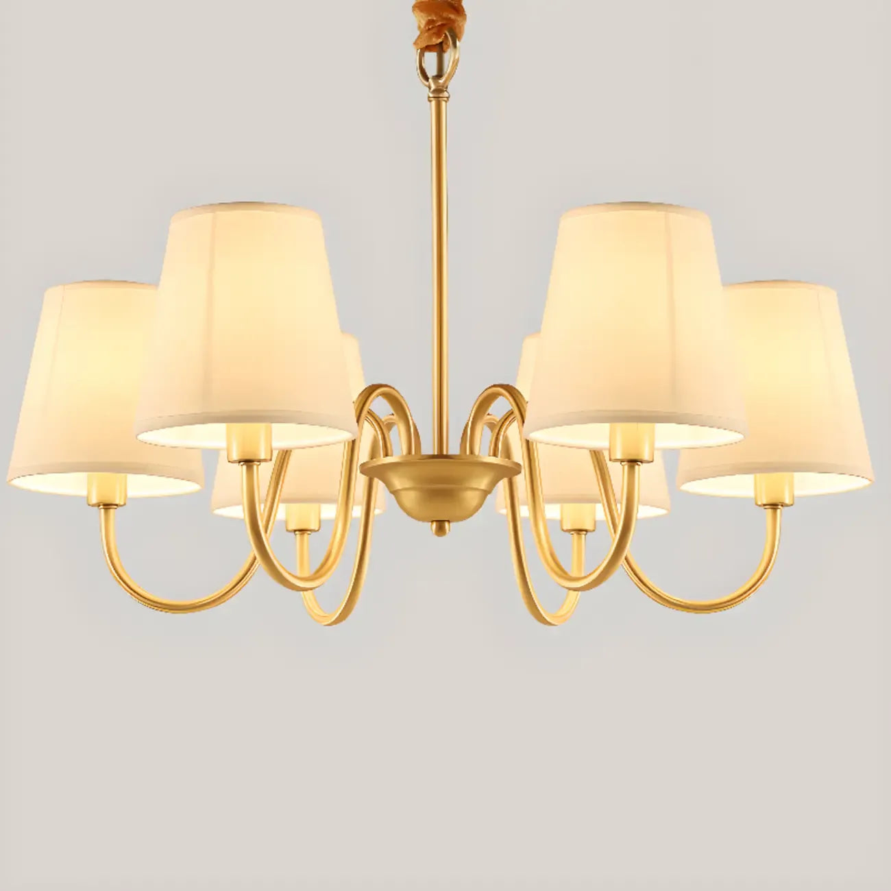 6-Light Modern Chain Fabric Chandelier for Dining Room