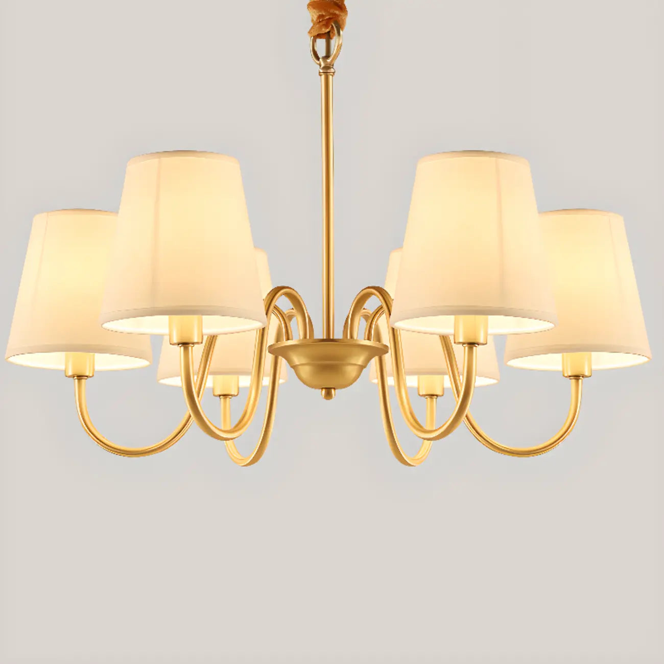 6-Light Modern Chain Fabric Chandelier for Dining Room