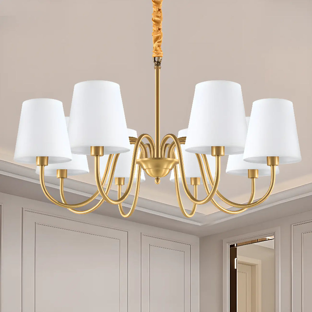 6-Light Modern Chain Fabric Chandelier for Dining Room