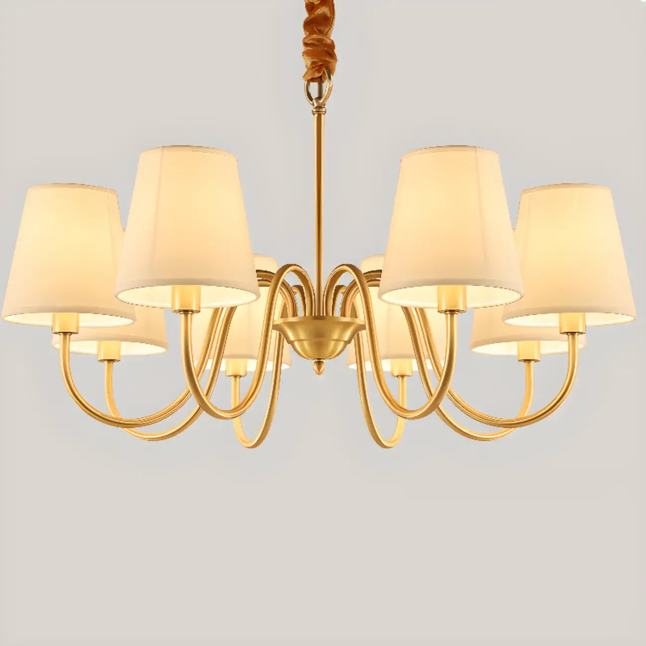 6-Light Modern Chain Fabric Chandelier for Dining Room