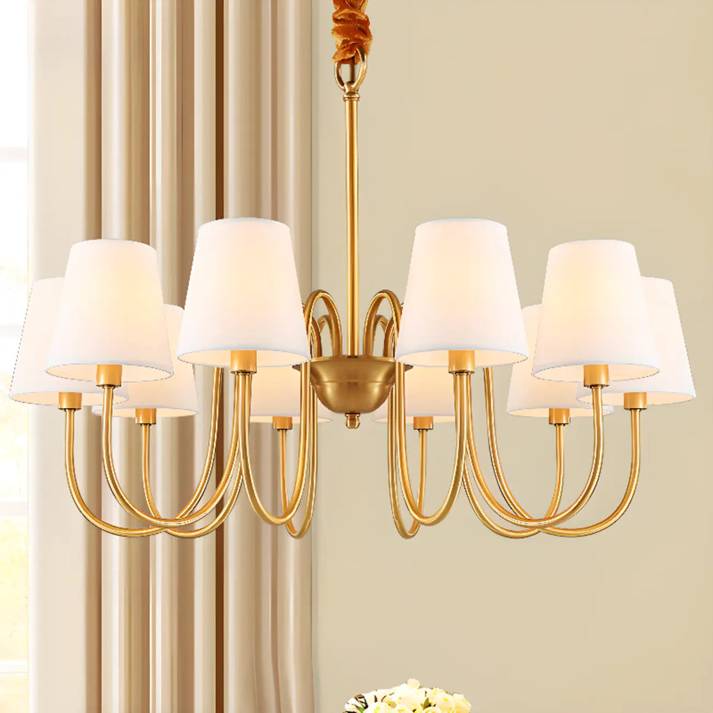 6-Light Modern Chain Fabric Chandelier for Dining Room