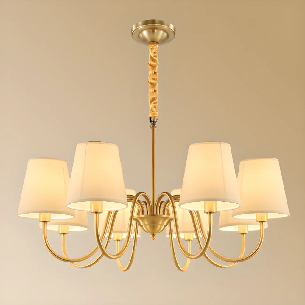6-Light Modern Chain Fabric Chandelier for Dining Room