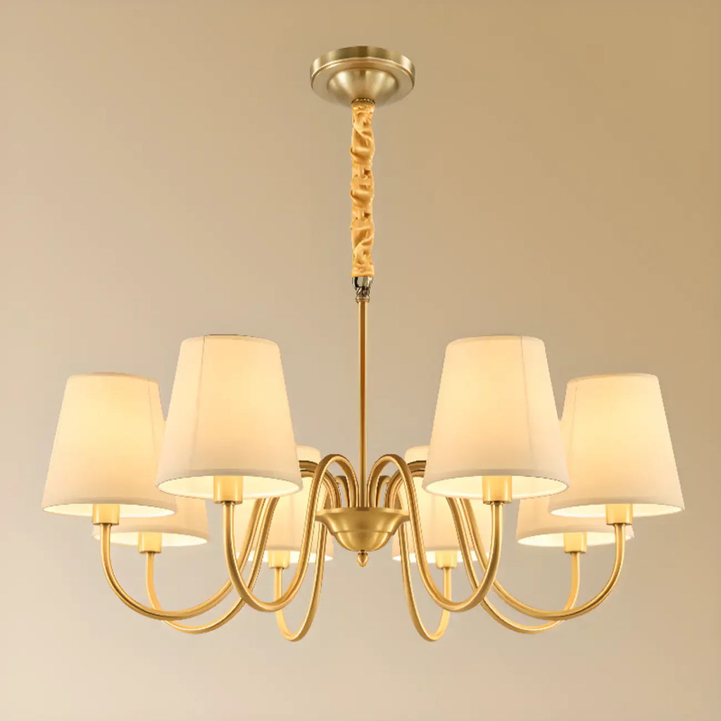 6-Light Modern Chain Fabric Chandelier for Dining Room