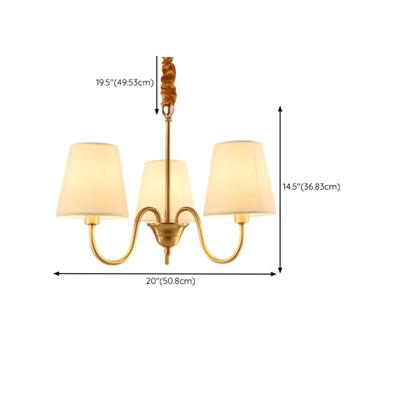 6-Light Modern Chain Fabric Chandelier for Dining Room