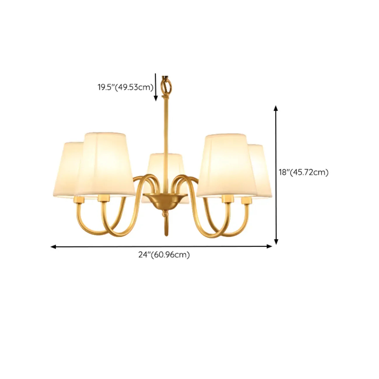 6-Light Modern Chain Fabric Chandelier for Dining Room