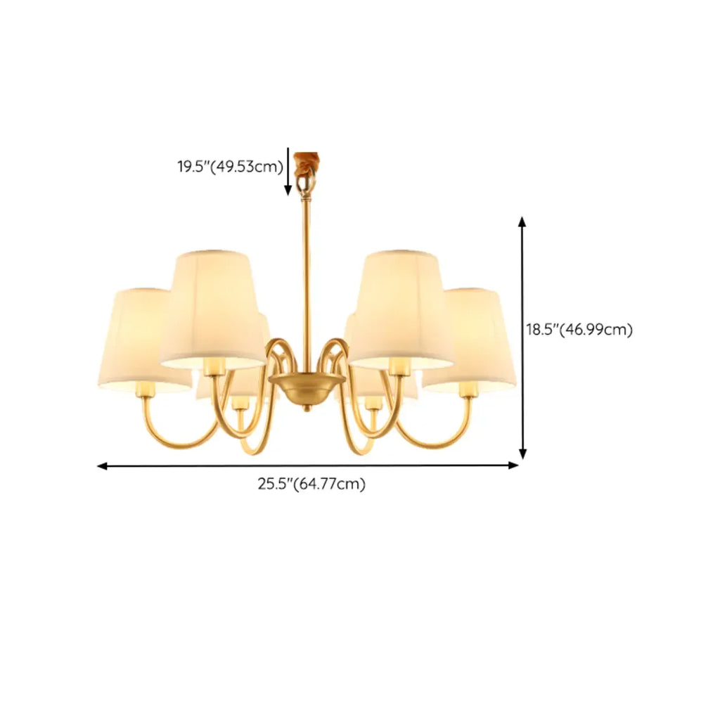 6-Light Modern Chain Fabric Chandelier for Dining Room