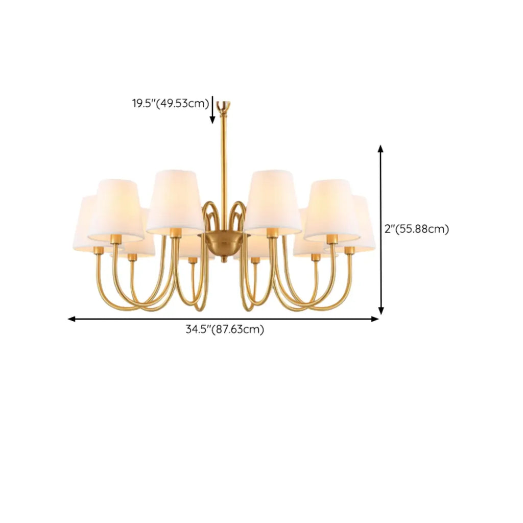 6-Light Modern Chain Fabric Chandelier for Dining Room