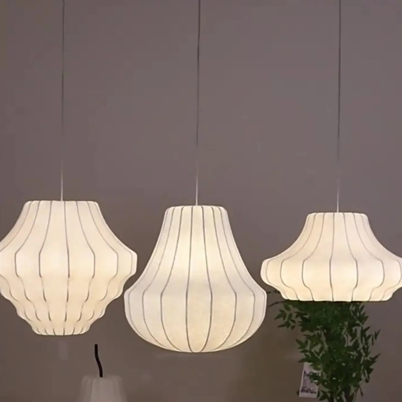 Designer White Fabric Lantern Pendant Lamp for Home Decor